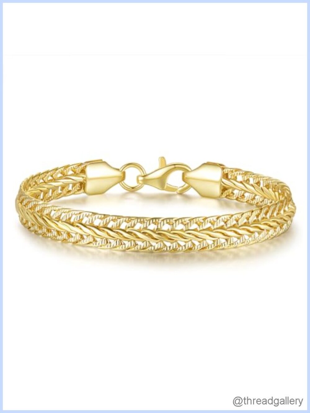 14K Gold Plated Chain Bracelet for Women Dainty Link Lobster Clasp Stackable